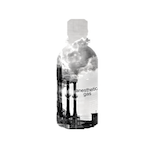 photo illustration of a bottle of anesthesia gas mixed with a power plant polluting the air